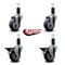 Service Caster 3.5'' Thermoplastic Rubber Wheel Swivel 1-1/4'' Expanding Stem Caster Set 2 Brakes, 4PK SCC-EX20S3514-TPRB-2-PLB-2-114 - alternate 2